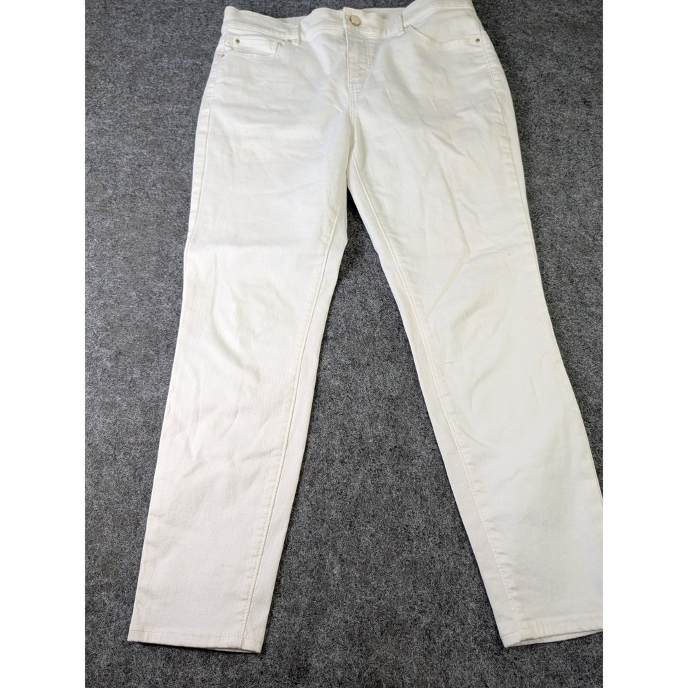Ann Taylor The Skinny Mid Rise Jeans White Denim Petite 10P Stretch 5-Pocket EUC
